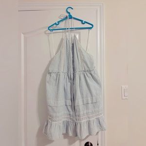 Free People Pinstripe Halter Dress with Ties